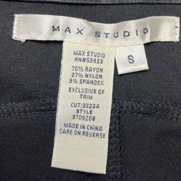 Max Studio Black Skinny Pants Leggings Faux Leather Trim Pull on Size Small - Picture 12 of 12